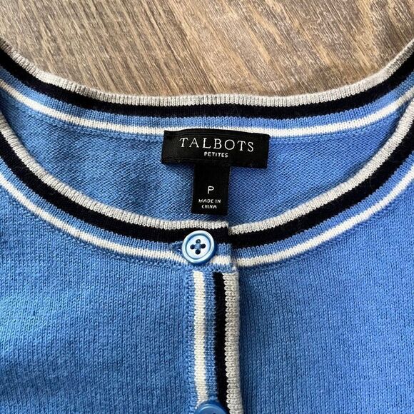 Talbots NWOT Cardigan Petite Pretty Blue Cashmere Blend Size P - Picture 6 of 7